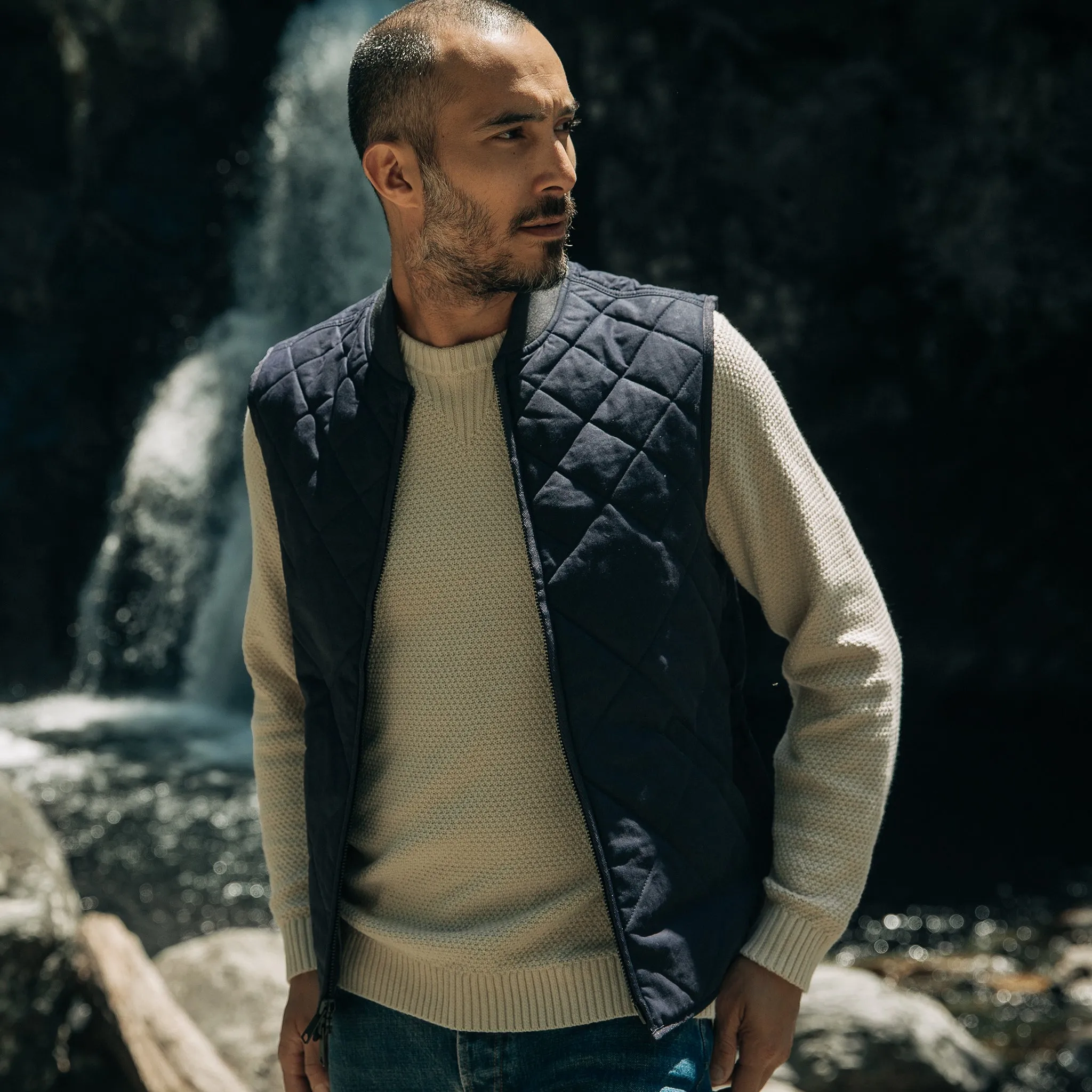 The Quilted Bomber Vest in Navy Dry Wax sold by Taylor Stitch product image thumbnail 2