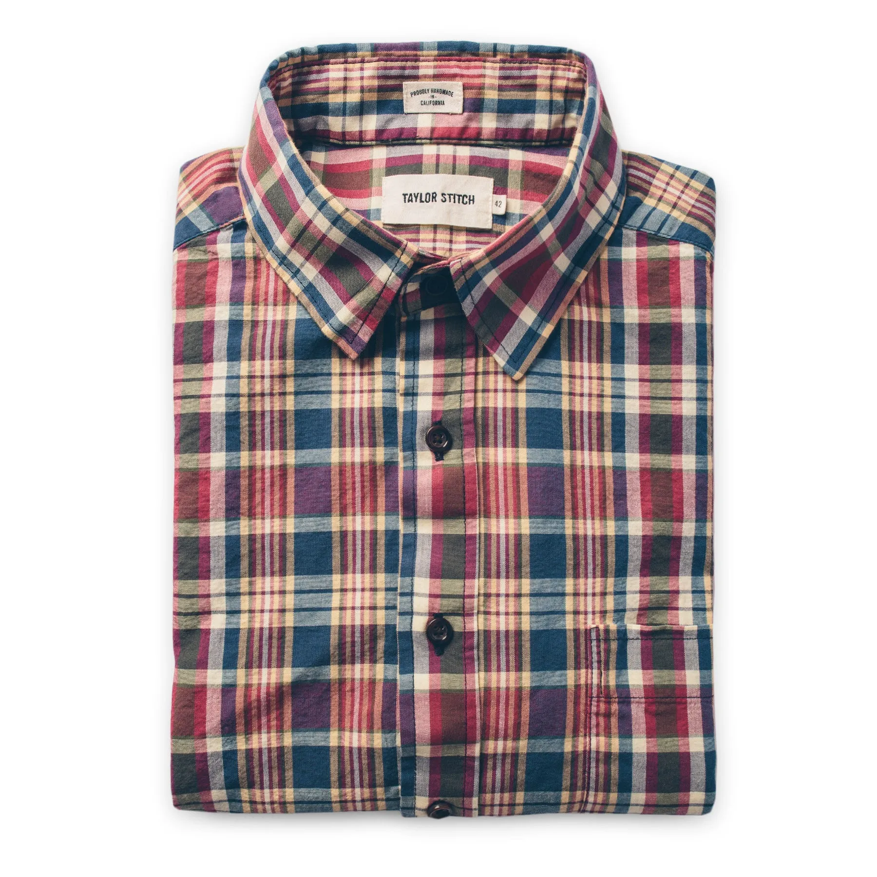 The Short Sleeve California in Red Madras sold by Taylor Stitch