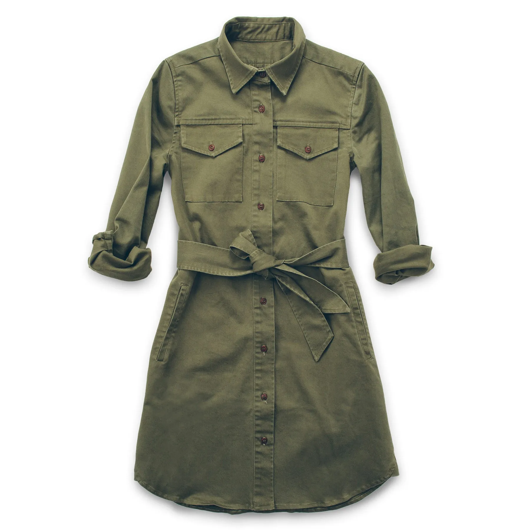 The Trench Dress in Army Green sold by Taylor Stitch