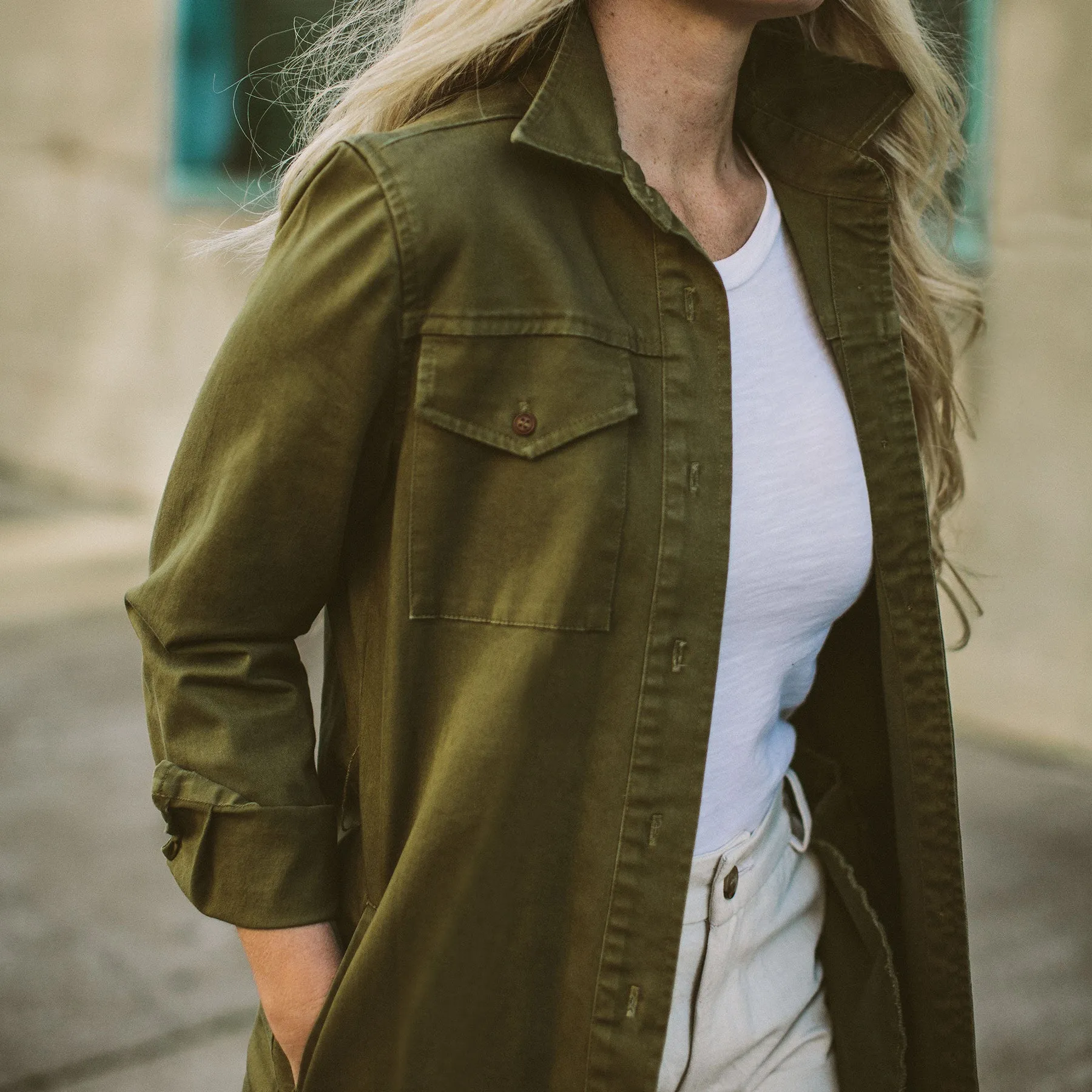 The Trench Dress in Army Green sold by Taylor Stitch product image thumbnail 4