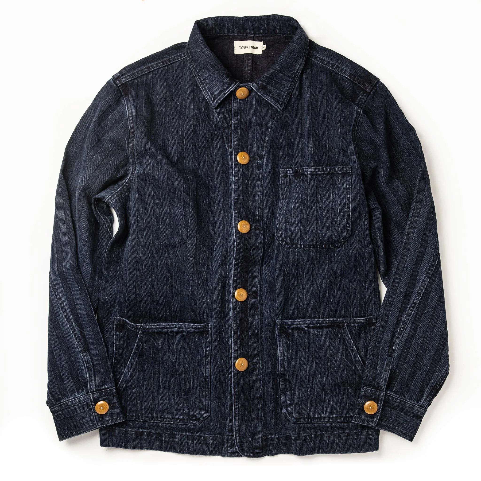 The Ojai Jacket in Washed Indigo Herringbone sold by Taylor Stitch