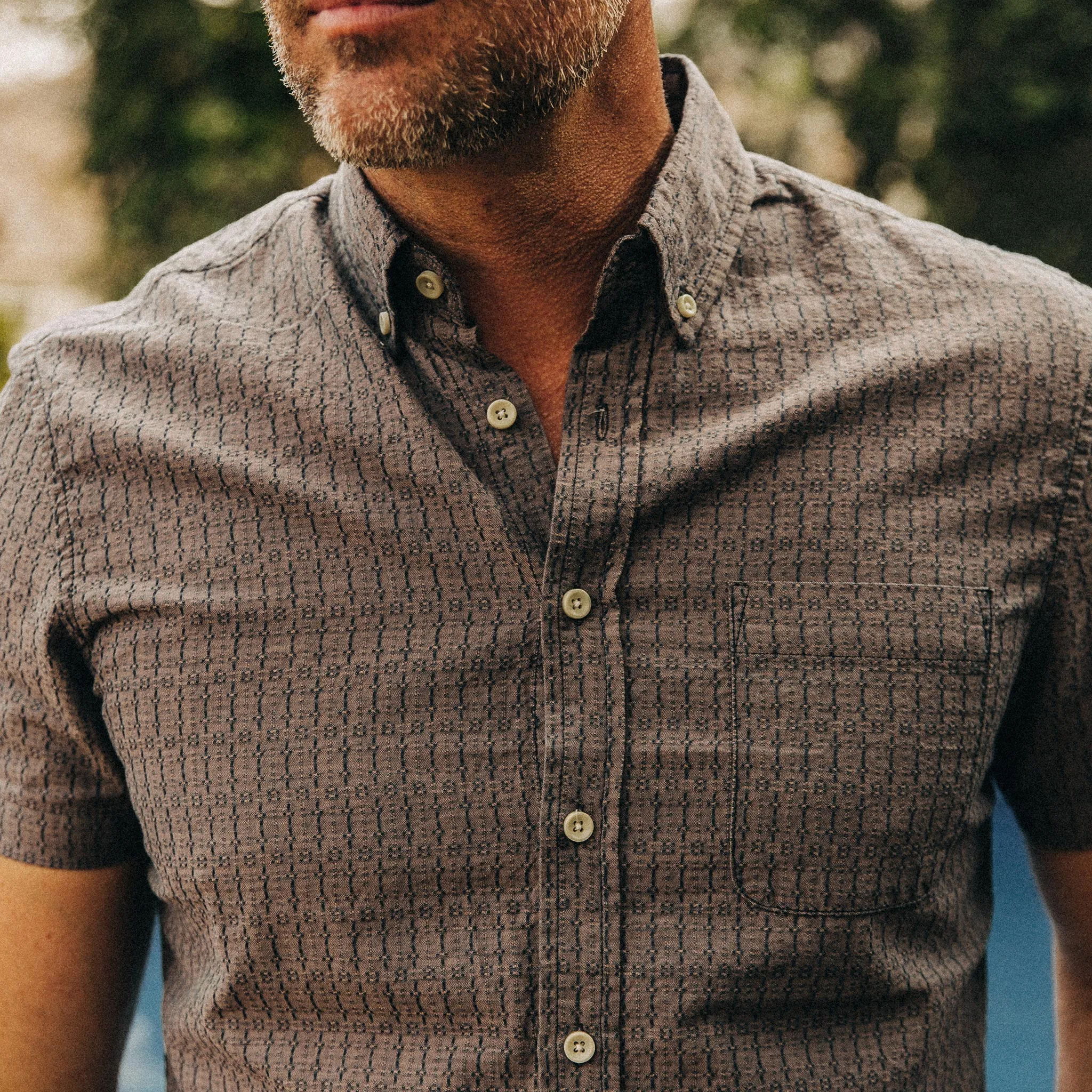 The Short Sleeve Jack in Cocoa Dobby sold by Taylor Stitch product image thumbnail 3