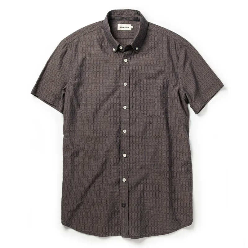 The Short Sleeve Jack in Cocoa Dobby sold by Taylor Stitch