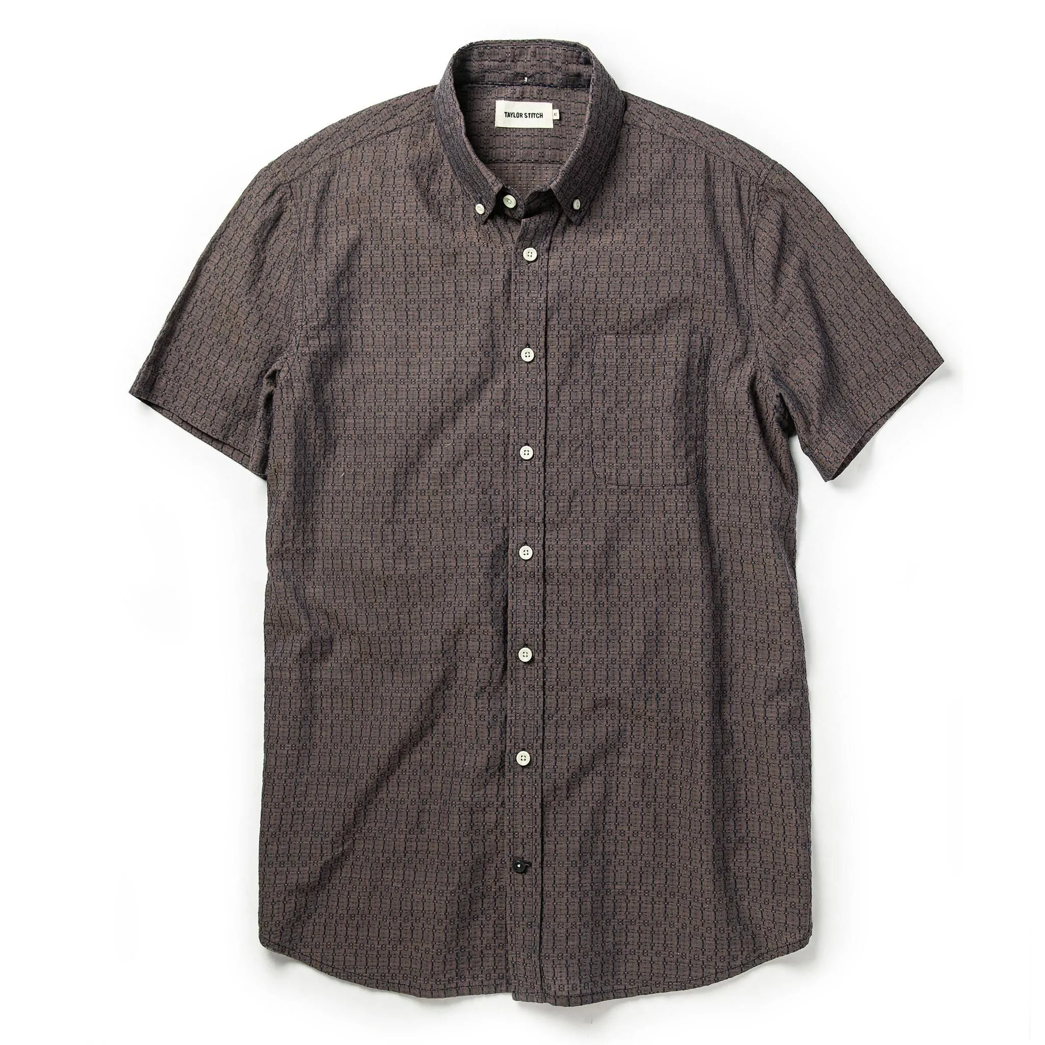 The Short Sleeve Jack in Cocoa Dobby sold by Taylor Stitch