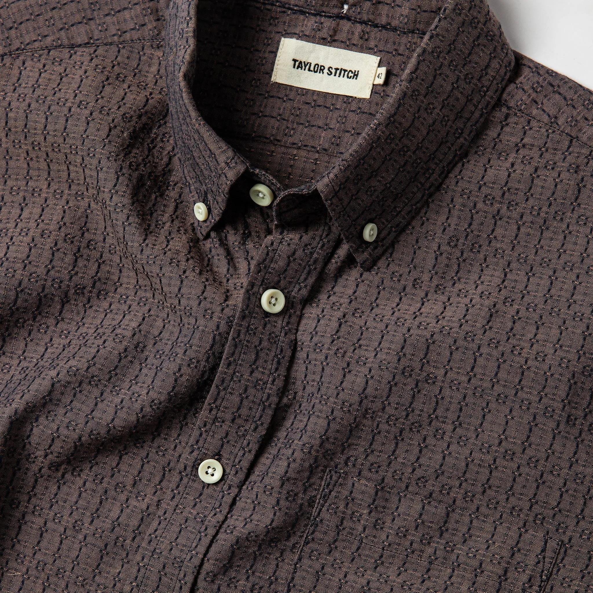 The Short Sleeve Jack in Cocoa Dobby sold by Taylor Stitch product image thumbnail 5