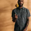 The Short Sleeve California in Blue Chambray Botanical sold by Taylor Stitch