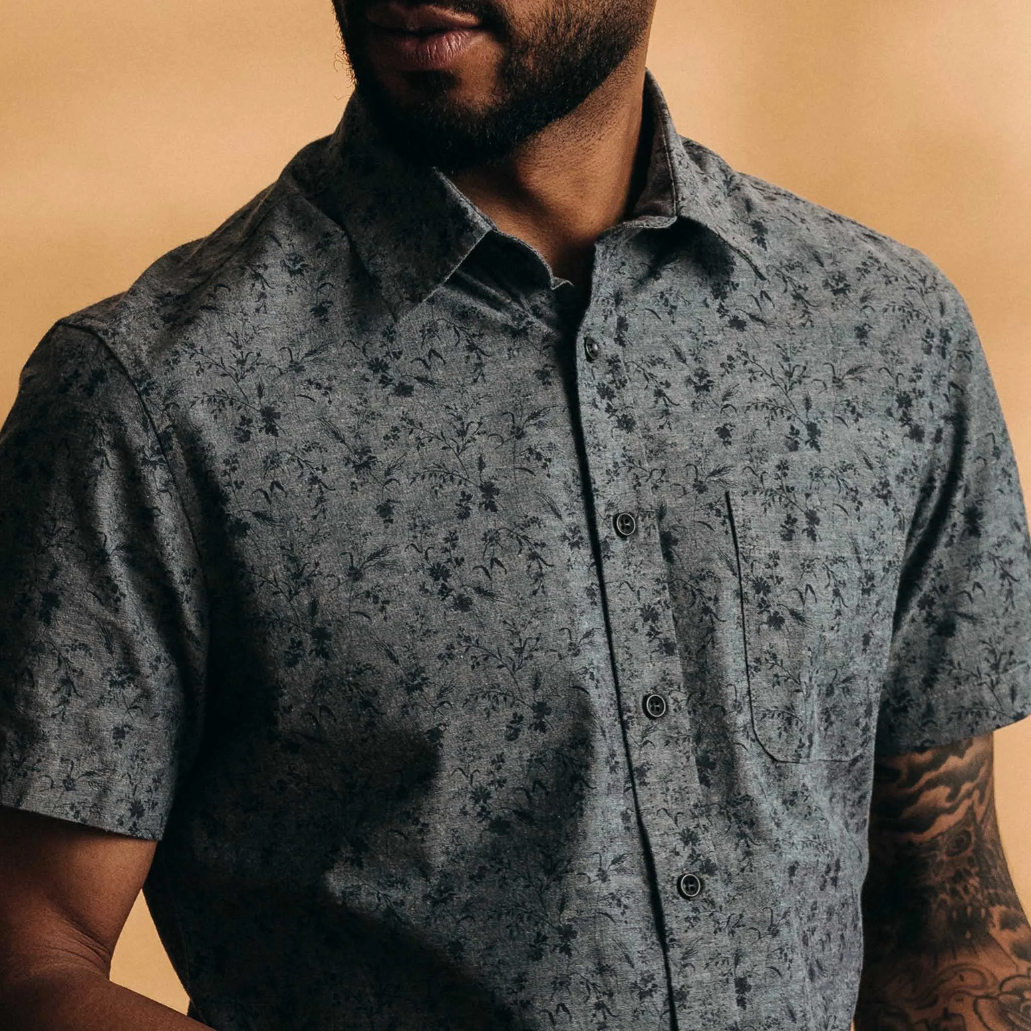 The Short Sleeve California in Blue Chambray Botanical sold by Taylor Stitch product image thumbnail 3