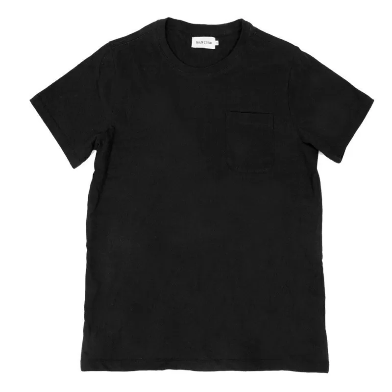 The Crewneck Pocket Tee in Black sold by Taylor Stitch