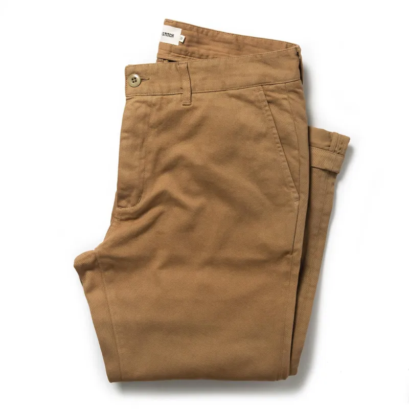 The Slim Foundation Pant in Organic British Khaki sold by Taylor Stitch