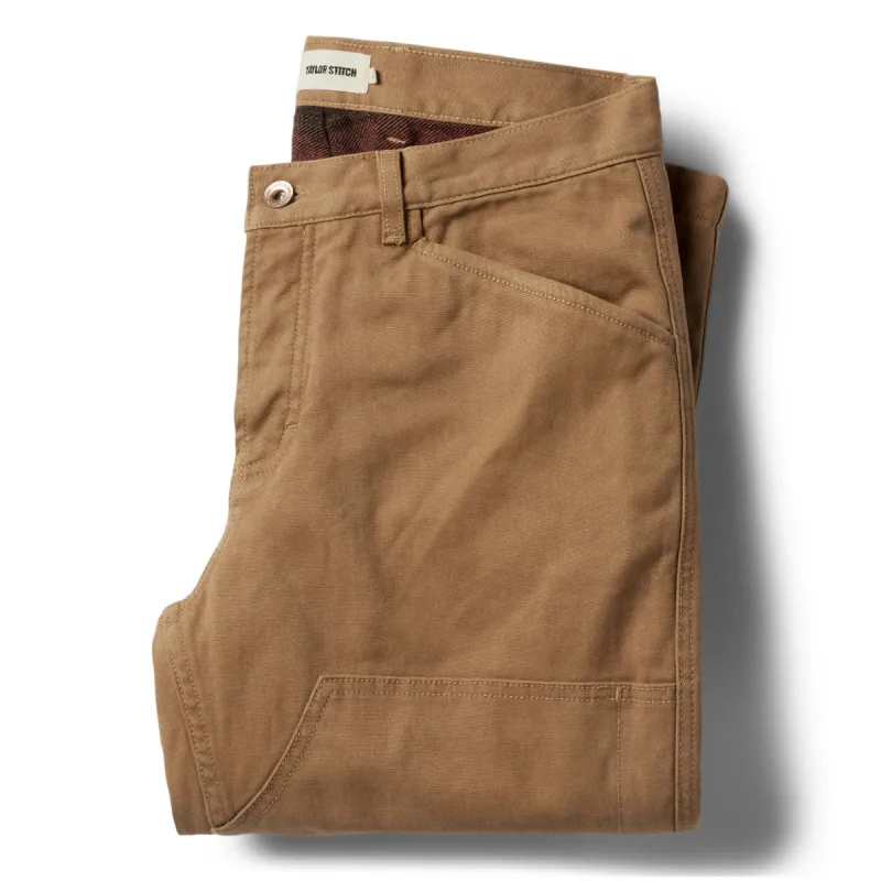 The Lined Chore Pant in Tobacco Boss Duck sold by Taylor Stitch