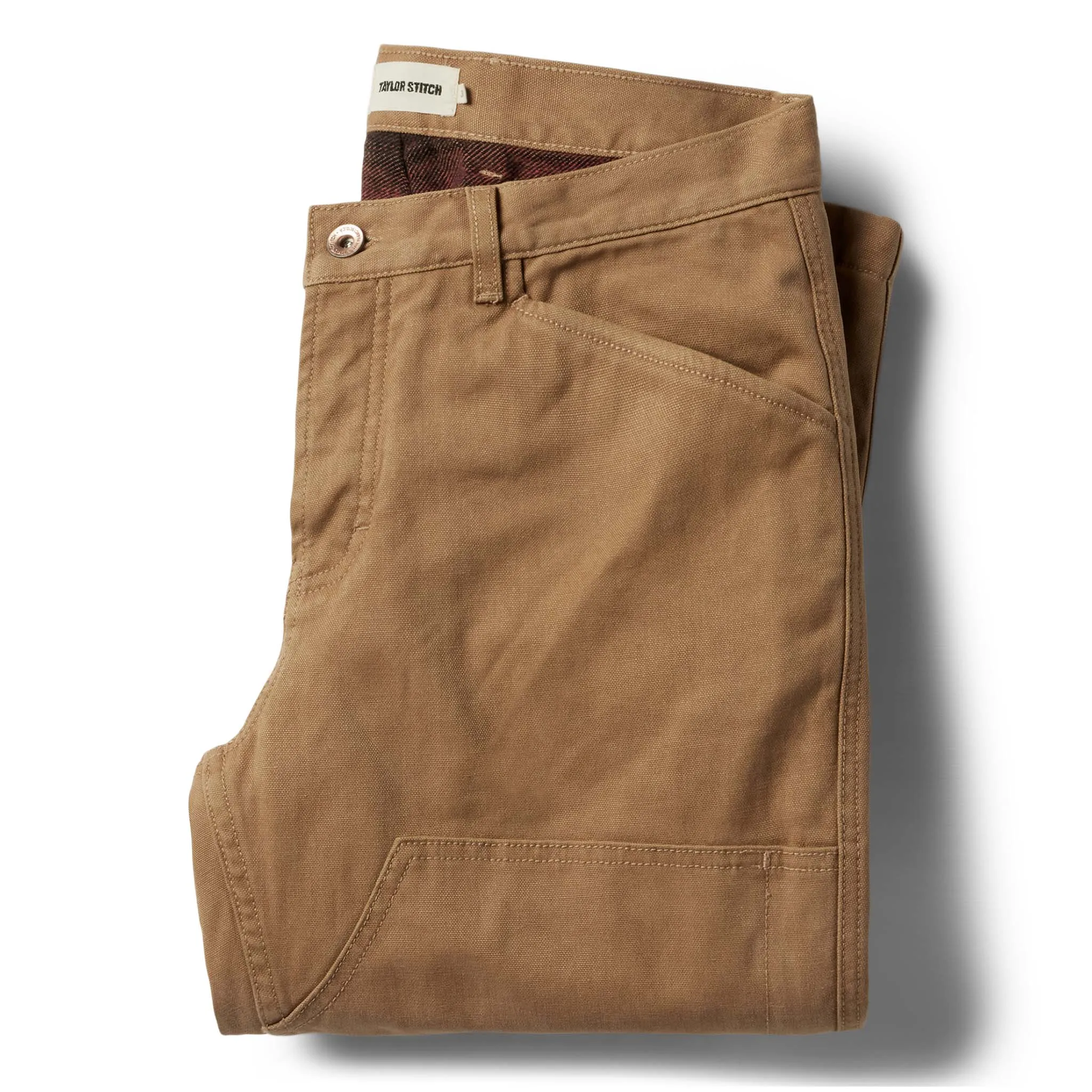 The Lined Chore Pant in Tobacco Boss Duck sold by Taylor Stitch
