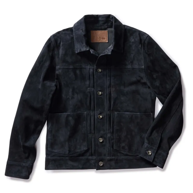 The Ryder Jacket in Dark Navy Suede sold by Taylor Stitch