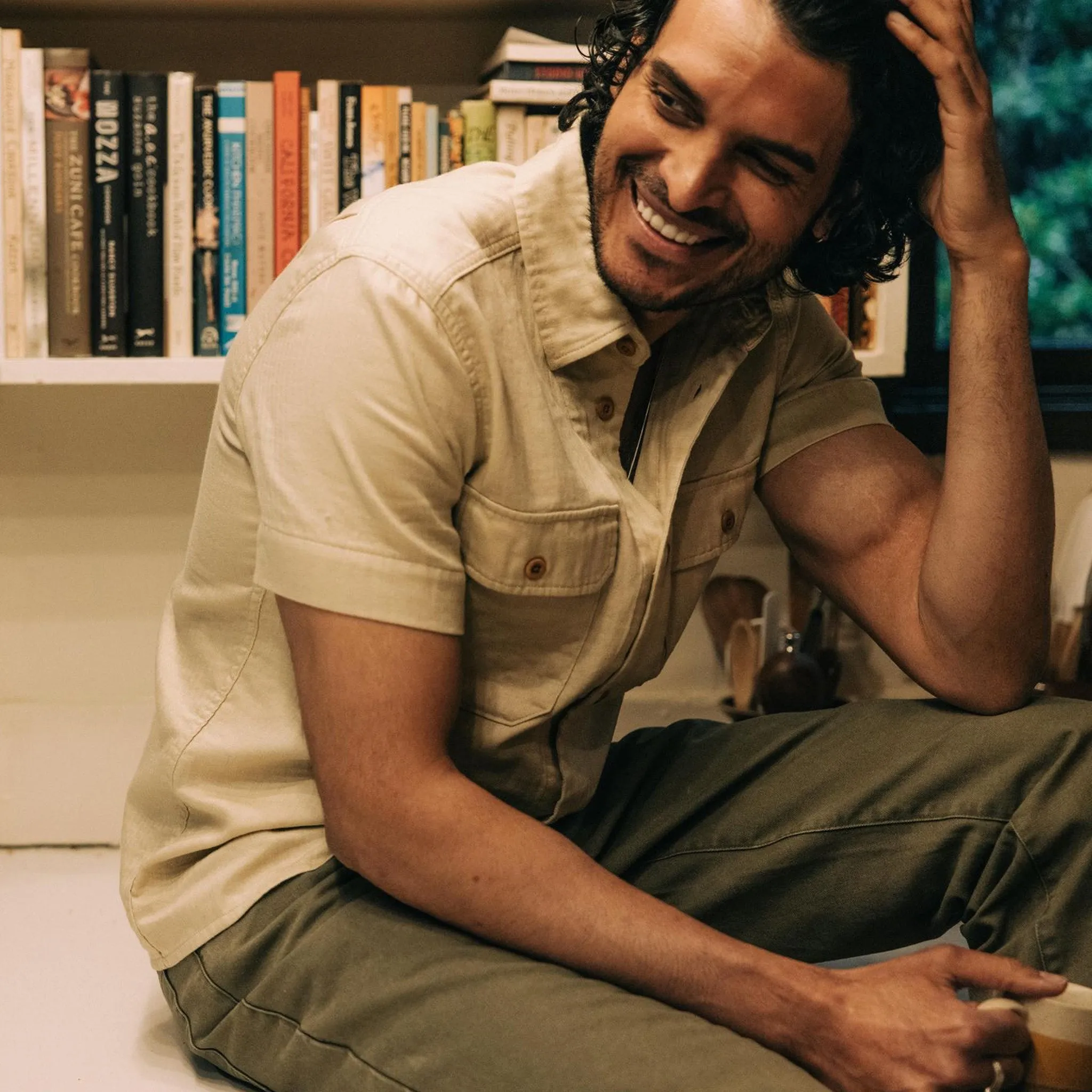 The Short Sleeve Officer Shirt in Dune Double Cloth sold by Taylor Stitch product image thumbnail 3