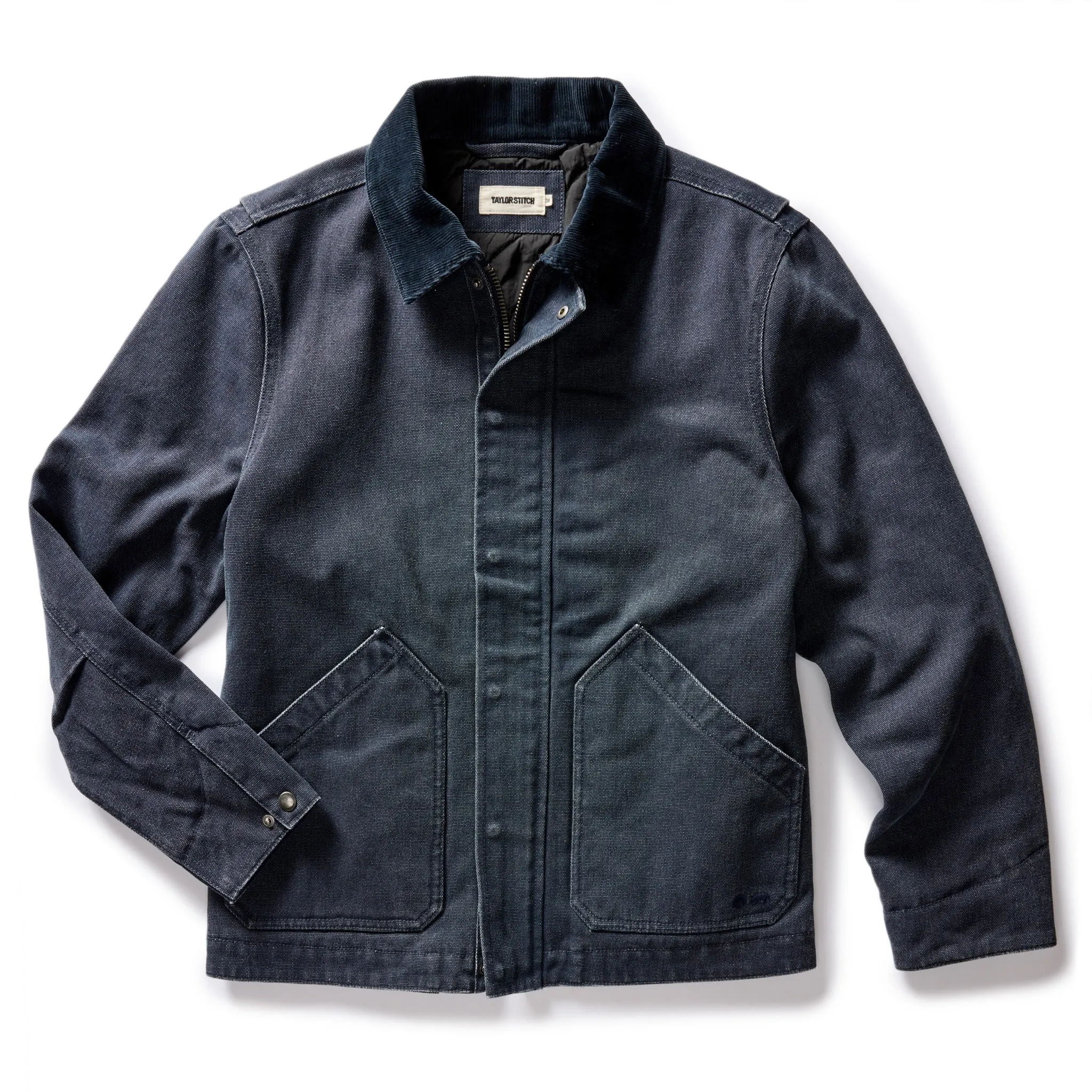 The Workhorse Jacket in Navy Chipped Canvas sold by Taylor Stitch