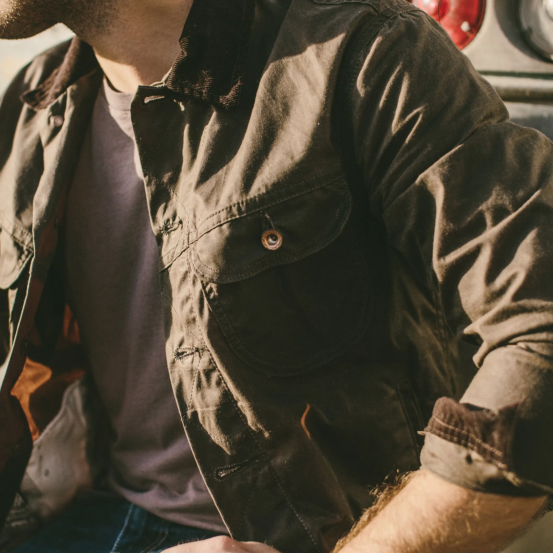 The Long Haul Jacket in Dark Oak Waxed Canvas sold by Taylor Stitch product image thumbnail 3