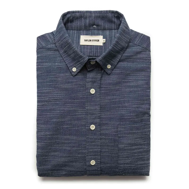 The Jack in Navy Slub Check sold by Taylor Stitch
