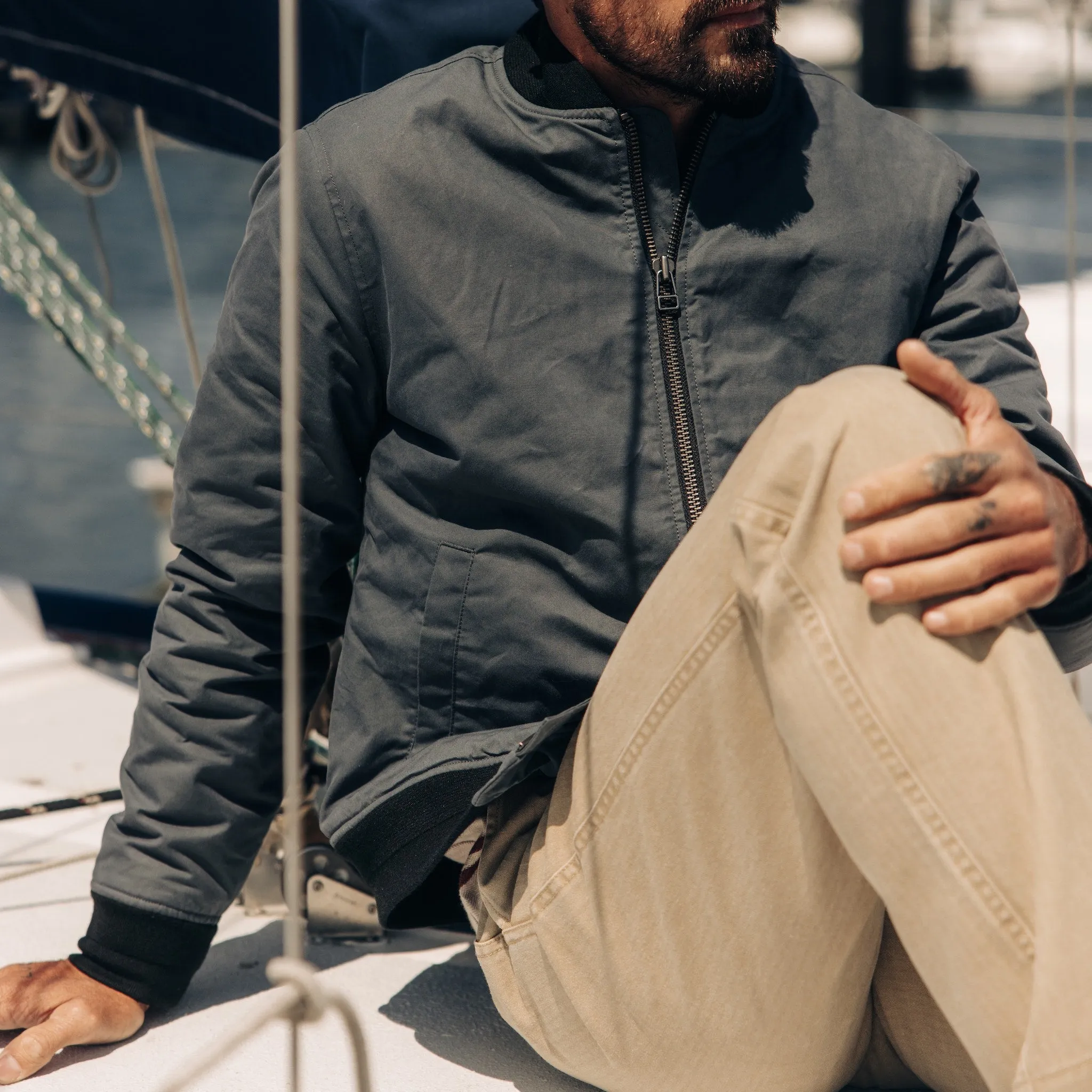 The Bomber Jacket in Charcoal Dry Wax sold by Taylor Stitch product image thumbnail 5