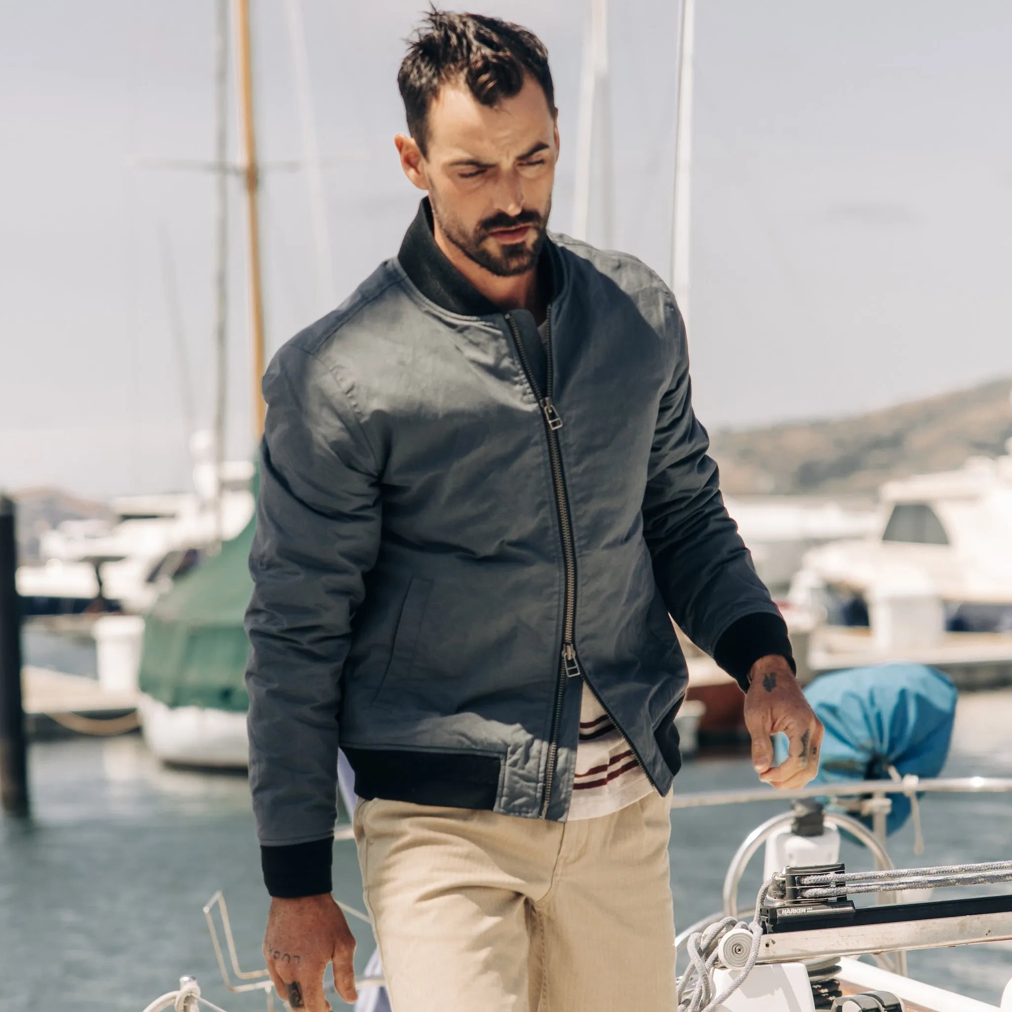 The Bomber Jacket in Charcoal Dry Wax sold by Taylor Stitch product image thumbnail 3