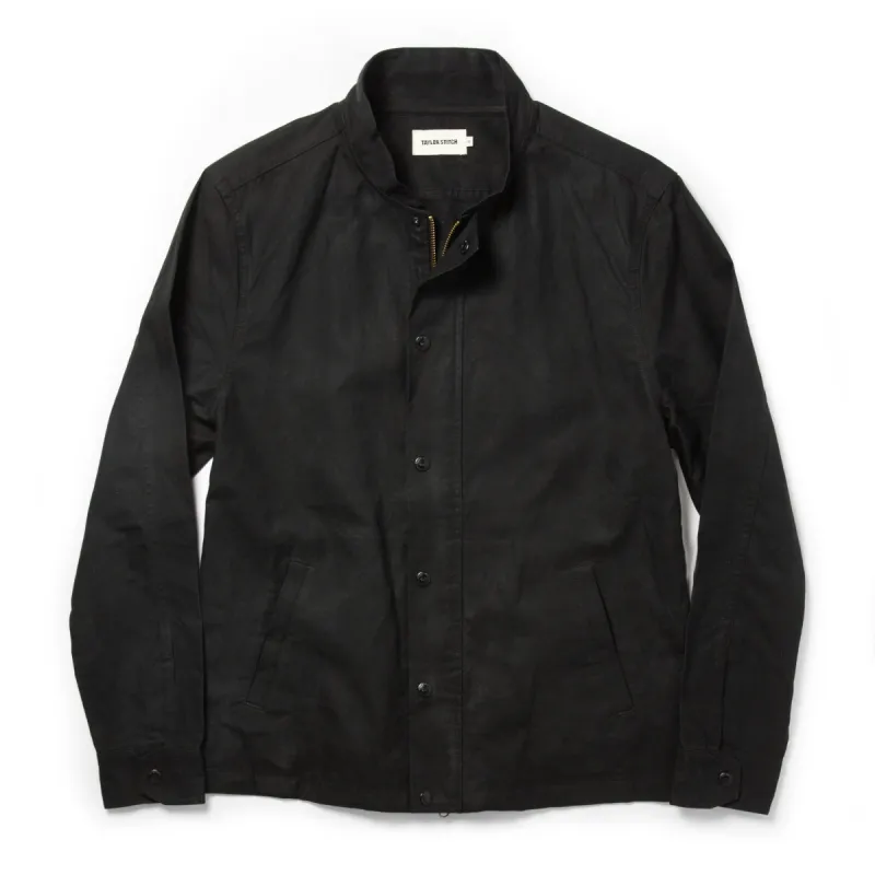 The Bomber Jacket in Black Dry Wax sold by Taylor Stitch