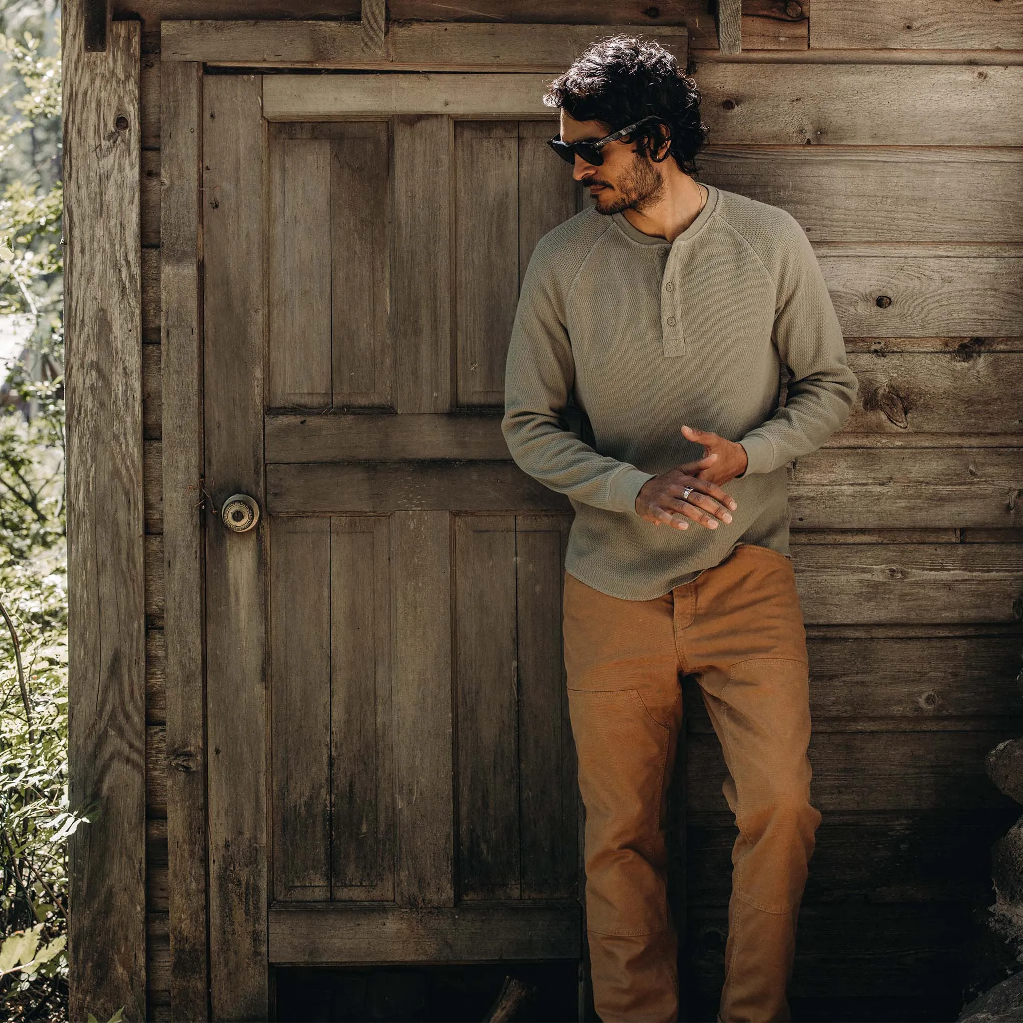 The Heavy Bag Waffle Henley in Army sold by Taylor Stitch product image thumbnail 2