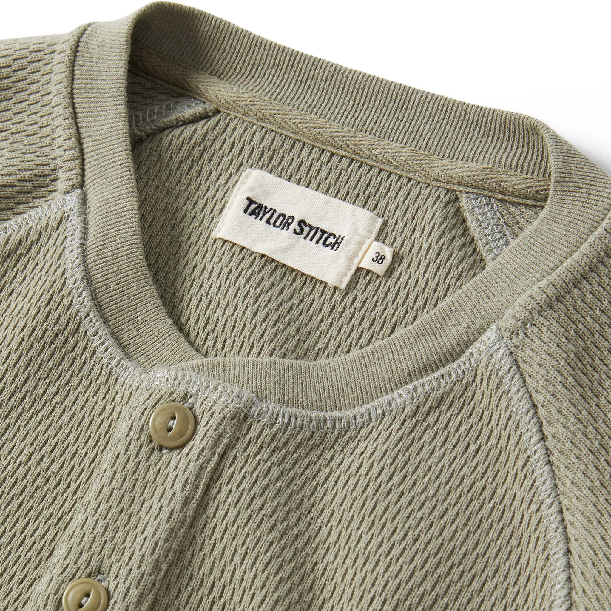 The Heavy Bag Waffle Henley in Army sold by Taylor Stitch product image thumbnail 5