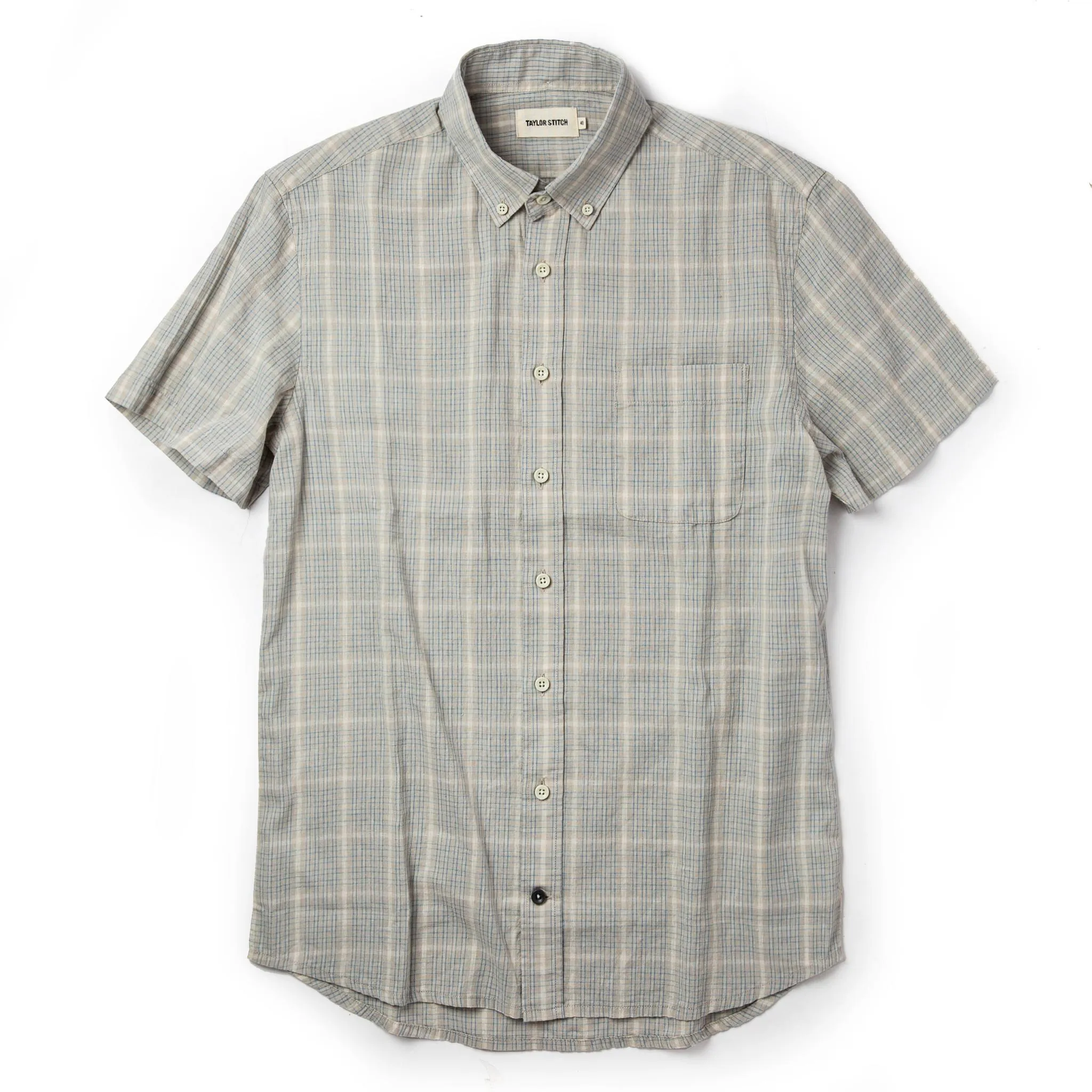 The Short Sleeve Jack in Ash Madras sold by Taylor Stitch