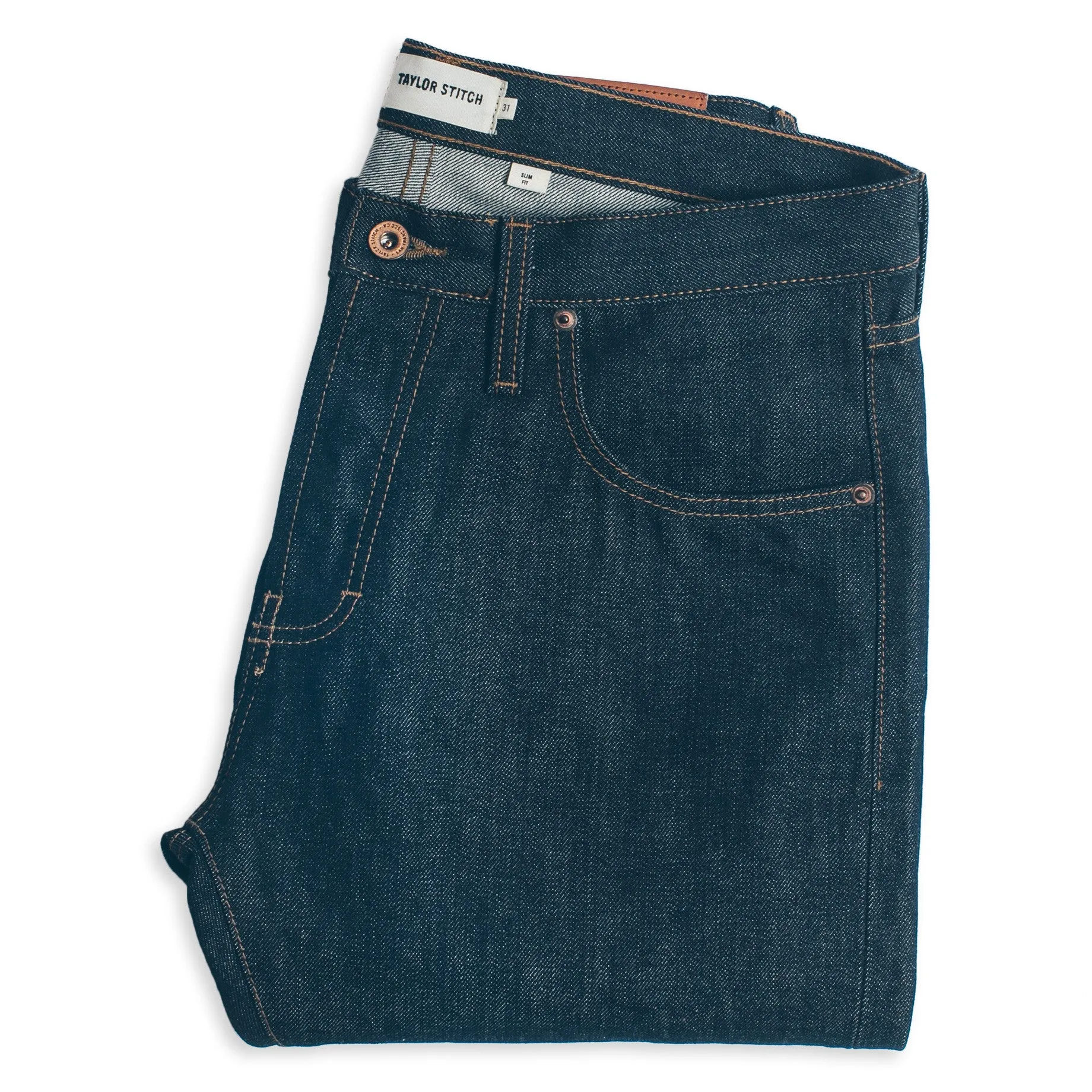 The Slim Jean in Cone Mills '68 Selvage sold by Taylor Stitch