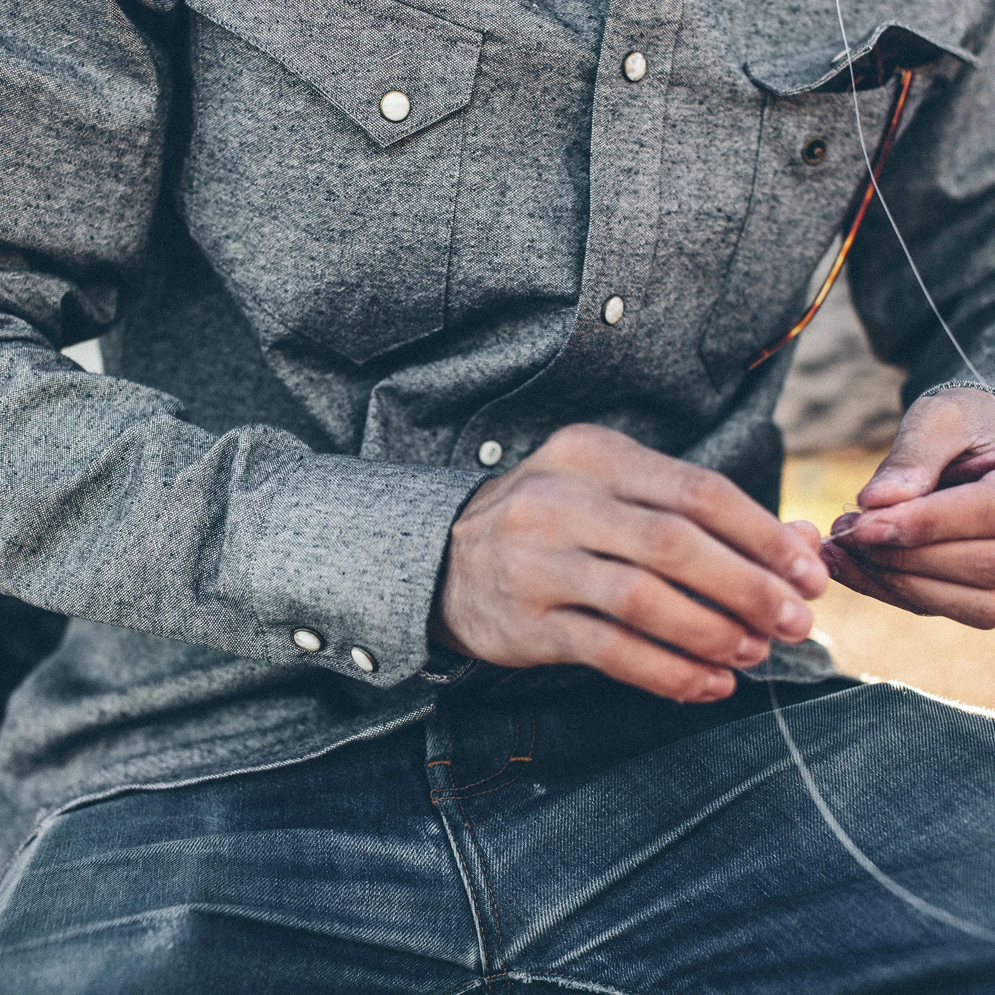The Western Shirt in Upcycled Chambray sold by Taylor Stitch product image thumbnail 3
