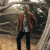 The Bomber Jacket in Tarnished Copper Moleskin sold by Taylor Stitch