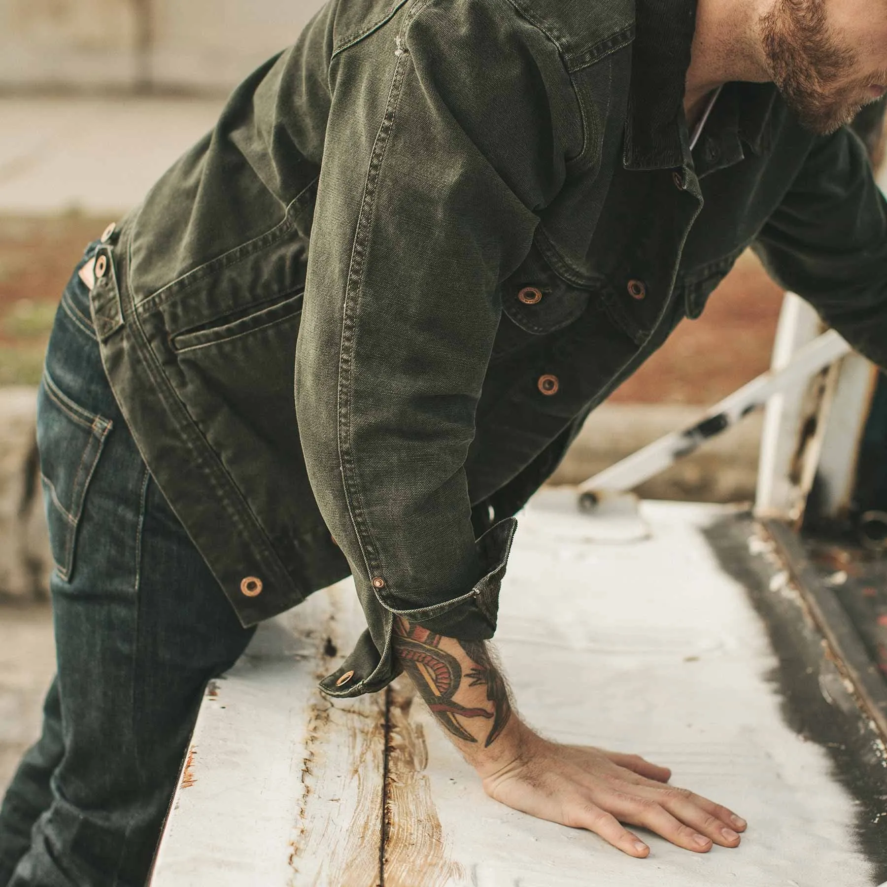 The Long Haul Jacket in Washed Olive Duck sold by Taylor Stitch product image thumbnail 3