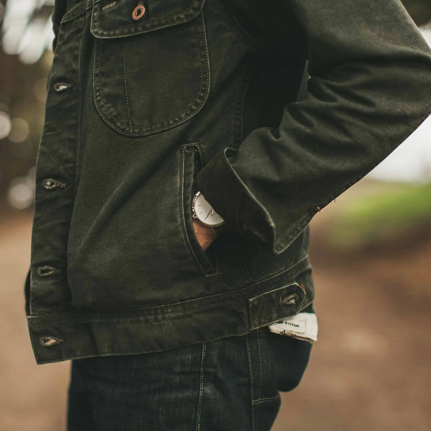 The Long Haul Jacket in Washed Olive Duck sold by Taylor Stitch product image thumbnail 5