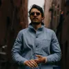 The Ojai Jacket in French Blue Herringbone sold by Taylor Stitch