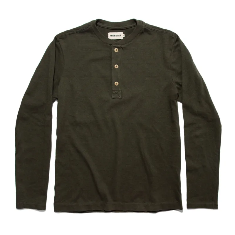 The Heavy Bag Henley in Cypress sold by Taylor Stitch