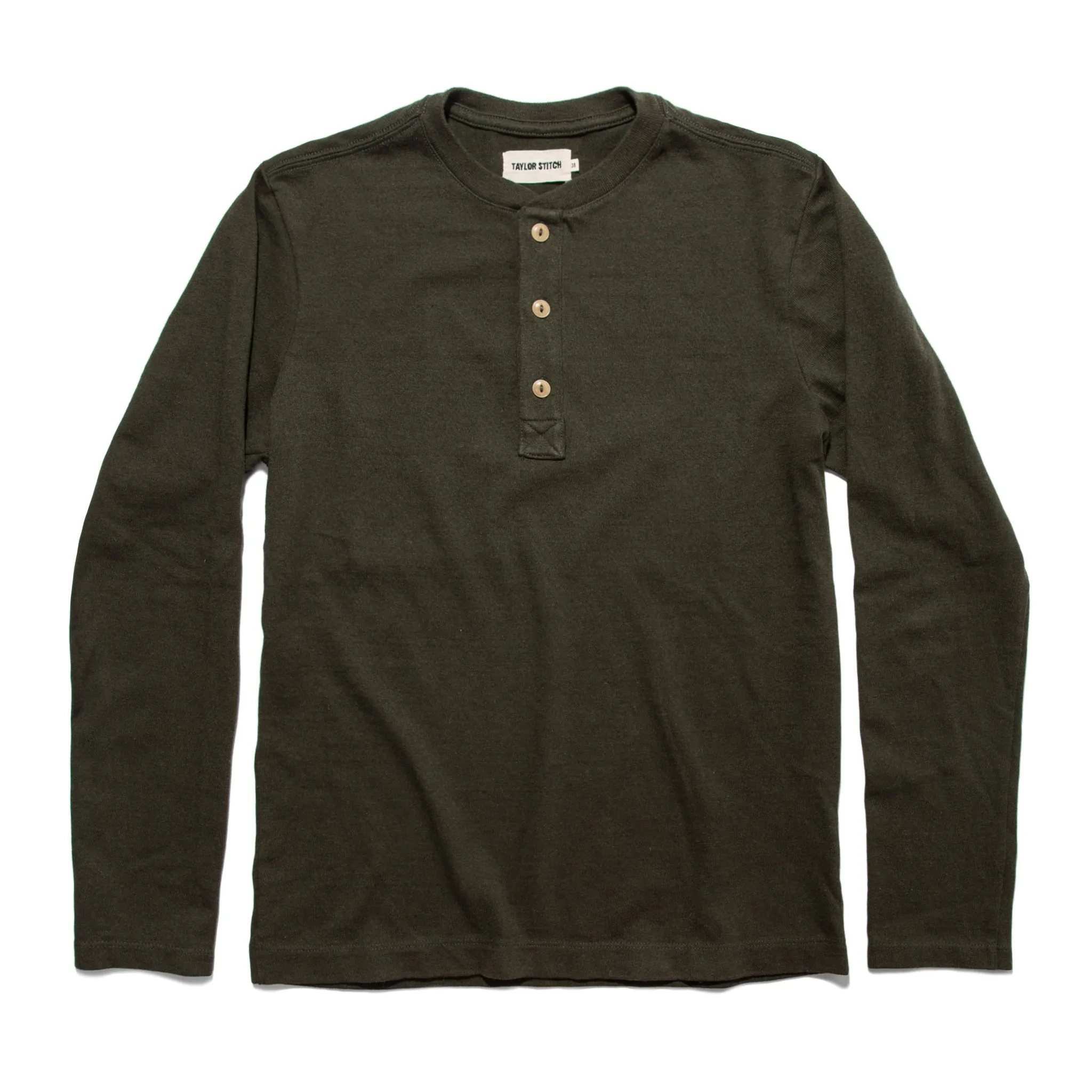 The Heavy Bag Henley in Cypress sold by Taylor Stitch