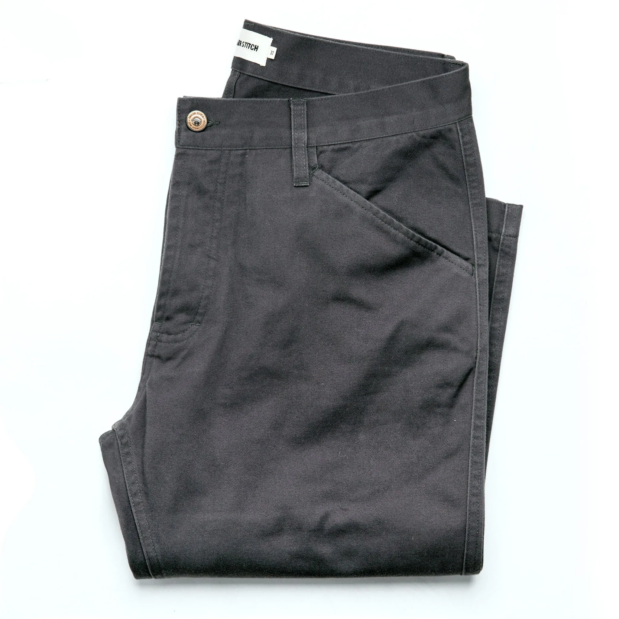 The Camp Pant in Charcoal Reverse Sateen sold by Taylor Stitch