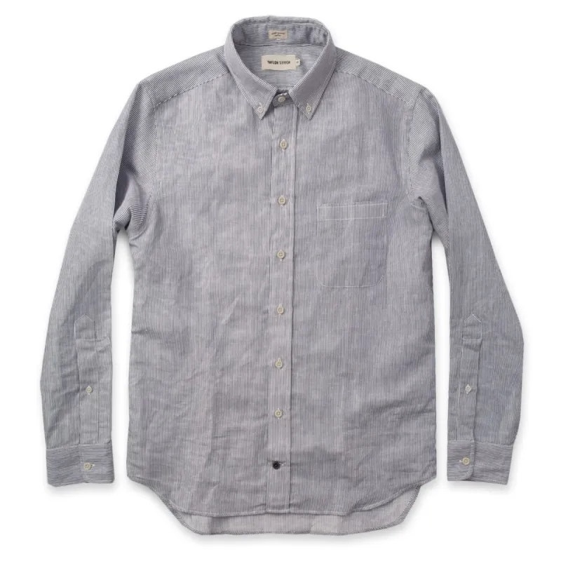 The Jack in Navy Striped Cotton & Linen sold by Taylor Stitch