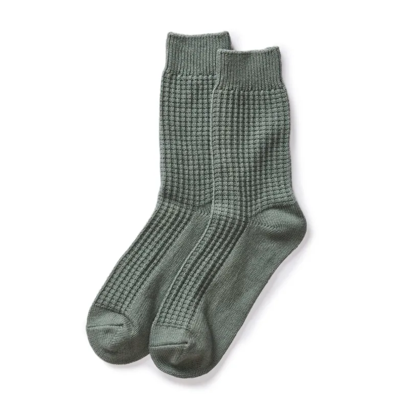 The Waffle Sock in Deep Sea sold by Taylor Stitch