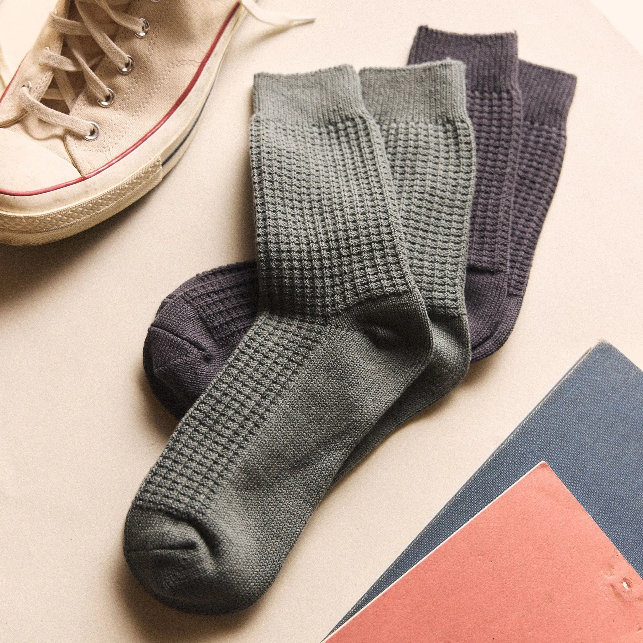 The Waffle Sock in Deep Sea sold by Taylor Stitch product image thumbnail 4