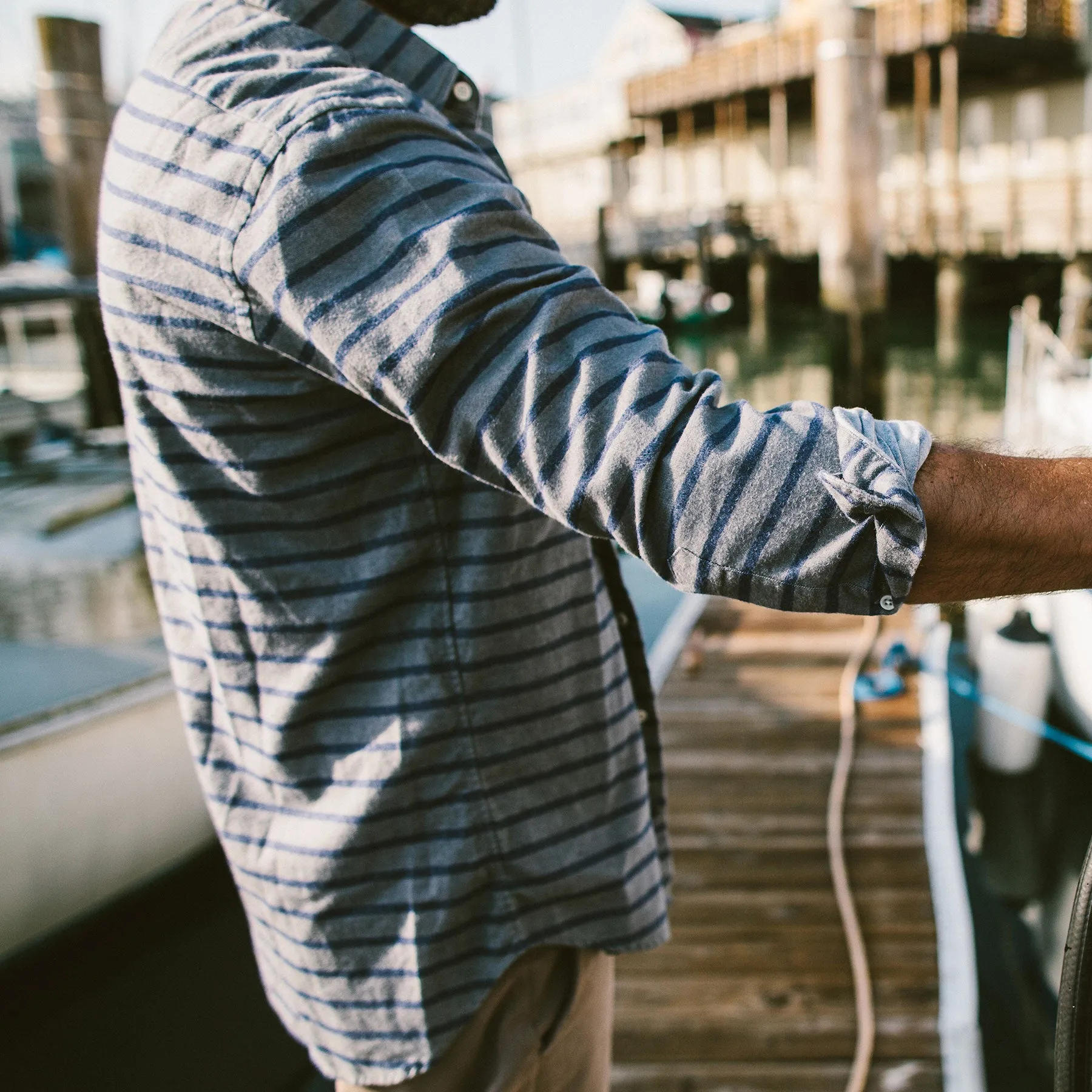 The California in Ash & Navy Stripe sold by Taylor Stitch product image thumbnail 4