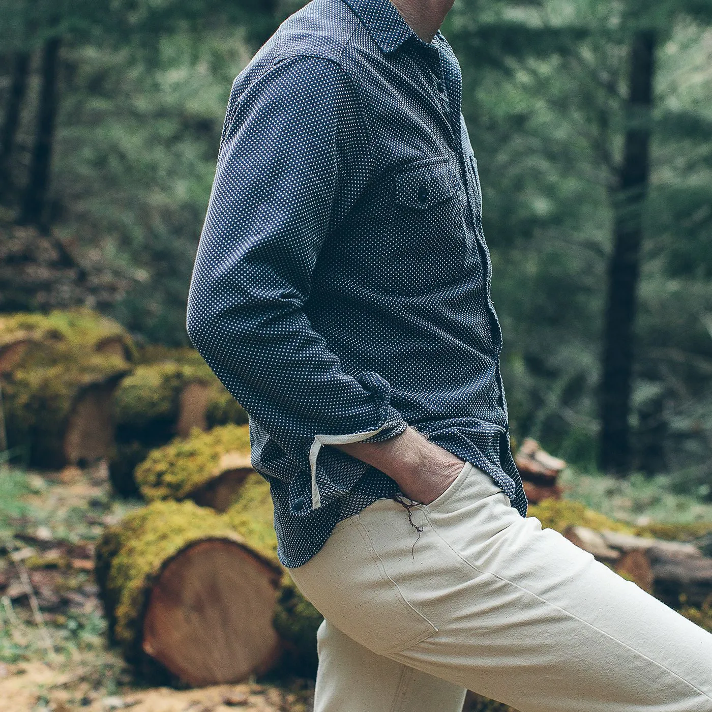 The Utility Shirt in Indigo Cross Jacquard sold by Taylor Stitch product image thumbnail 4