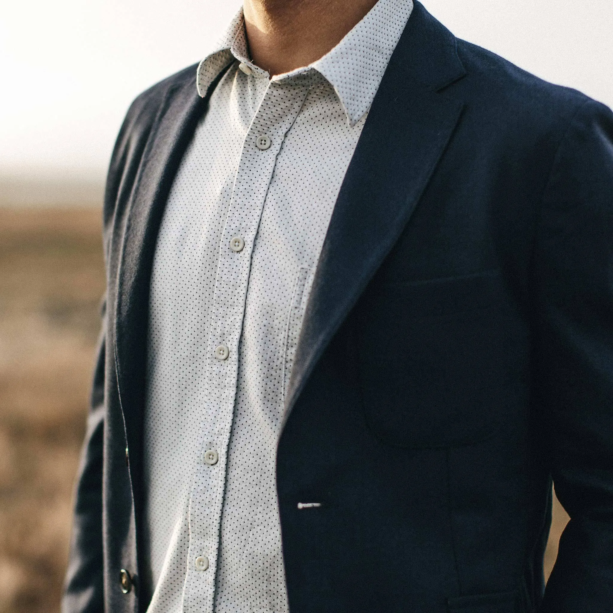 The California in Navy Jacquard Dot sold by Taylor Stitch product image thumbnail 3