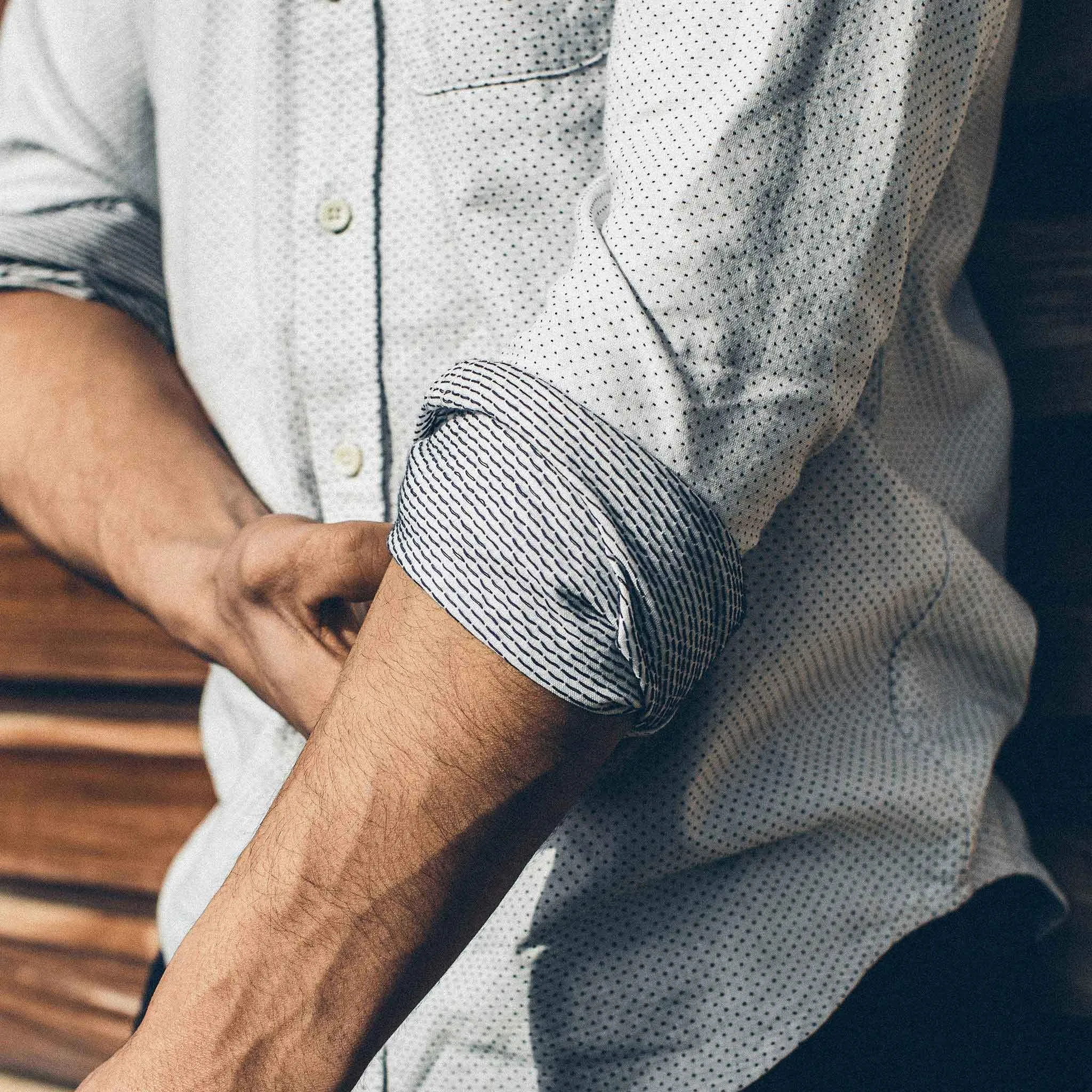 The California in Navy Jacquard Dot sold by Taylor Stitch product image thumbnail 4