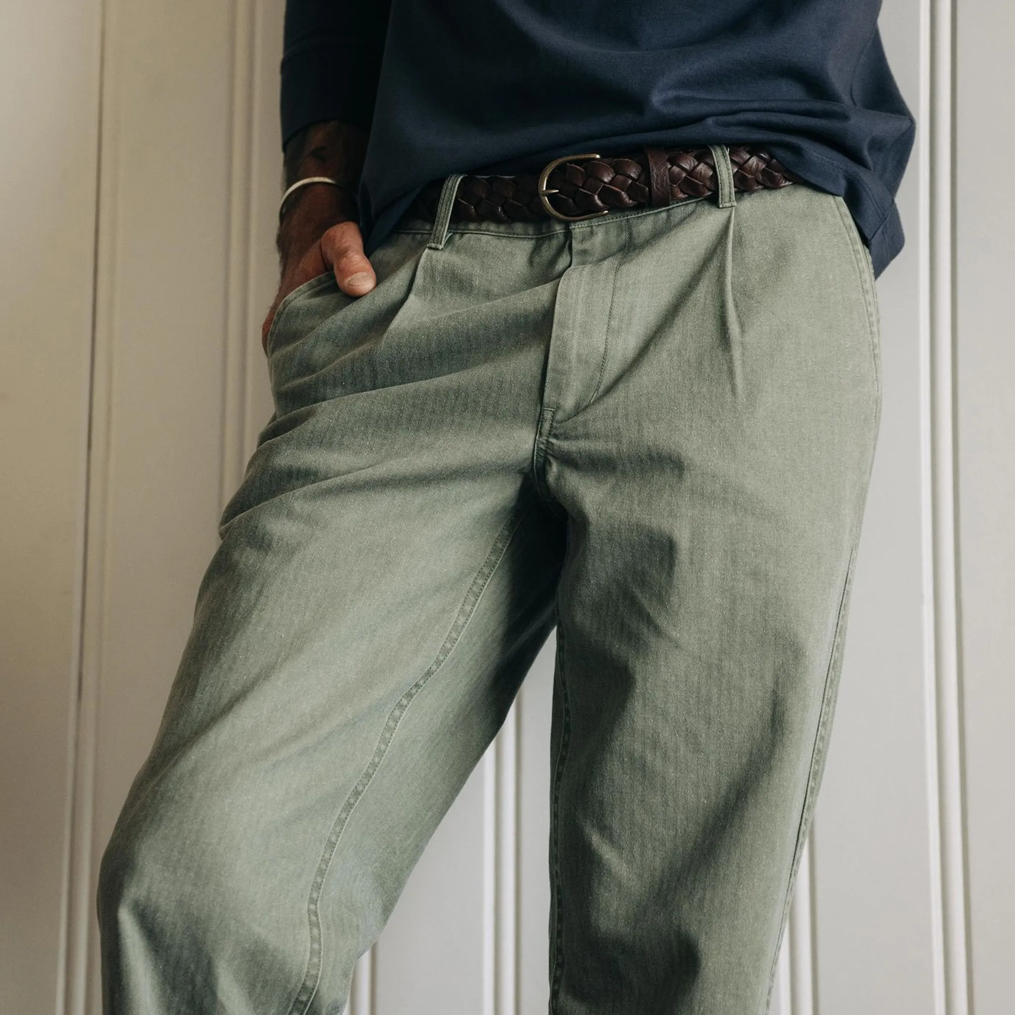 The Matlow Pant in Dried Sage Pigment Herringbone sold by Taylor Stitch product image thumbnail 2