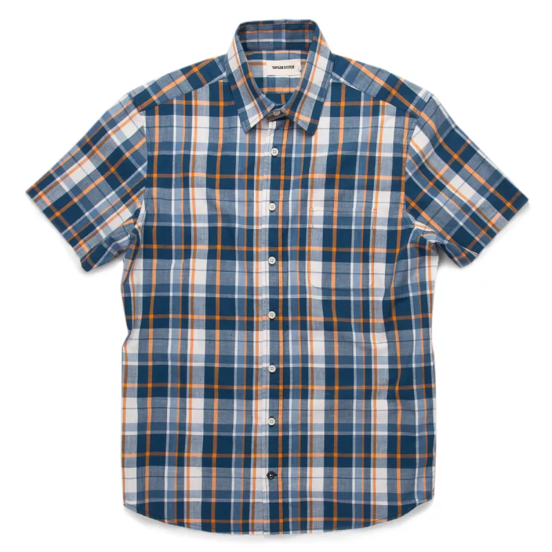 The Short Sleeve California in Blue Madras sold by Taylor Stitch
