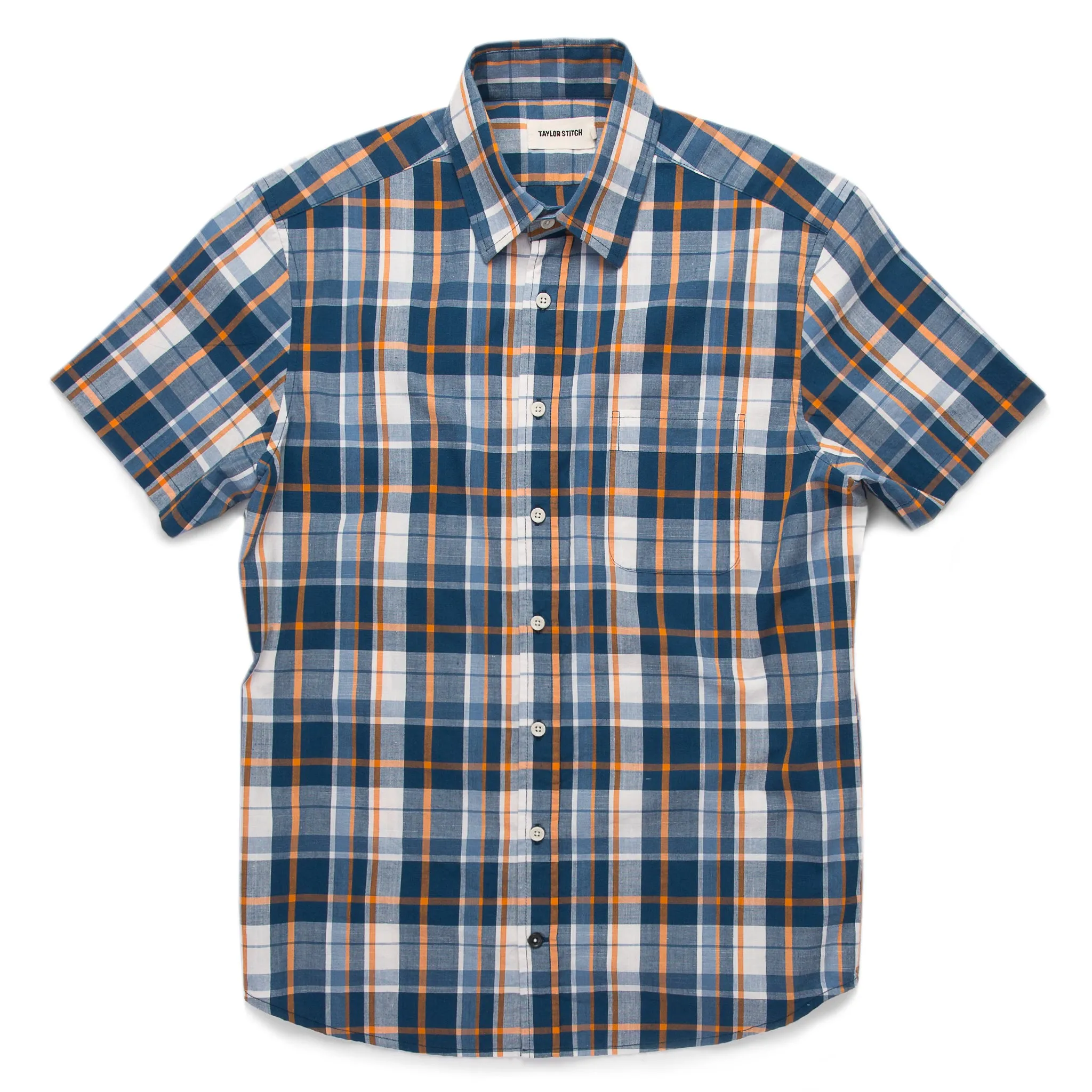 The Short Sleeve California in Blue Madras sold by Taylor Stitch