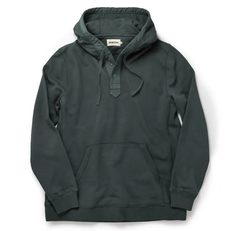 The Fillmore Snap Hoodie in Deep Sea Terry sold by Taylor Stitch