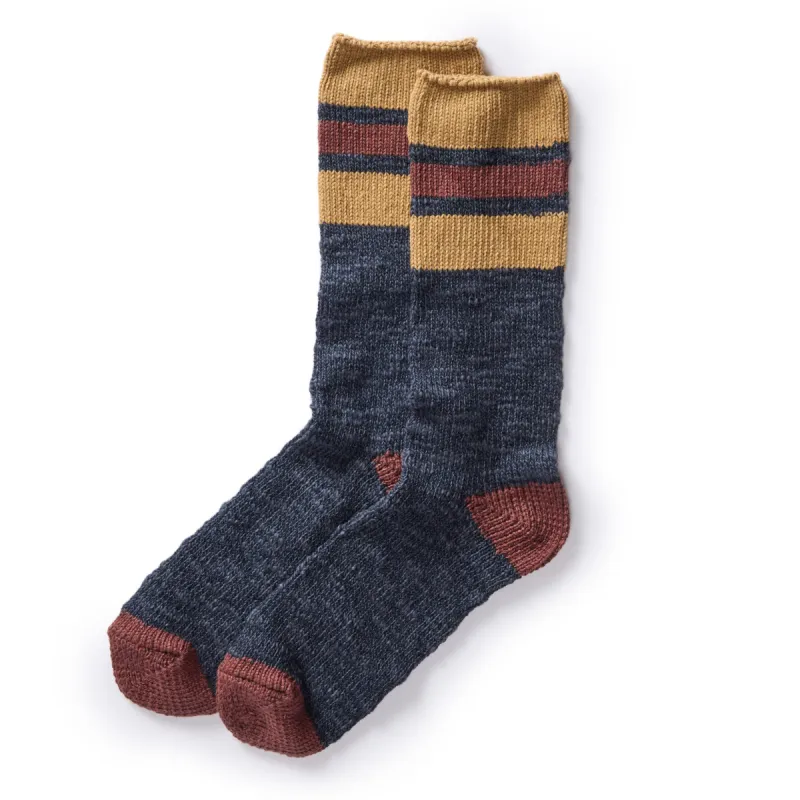 The Camp Sock in Dark Navy Marl sold by Taylor Stitch