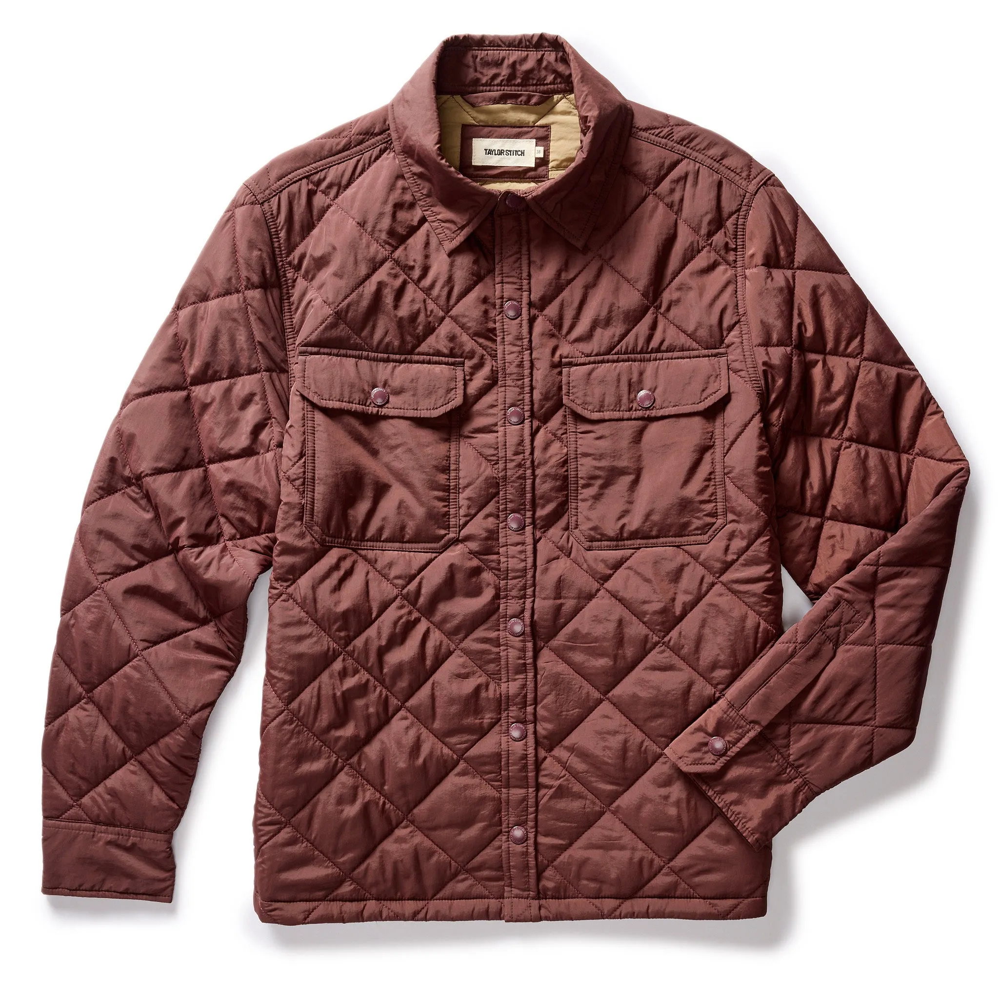 The Miller Shirt Jacket in Burgundy sold by Taylor Stitch