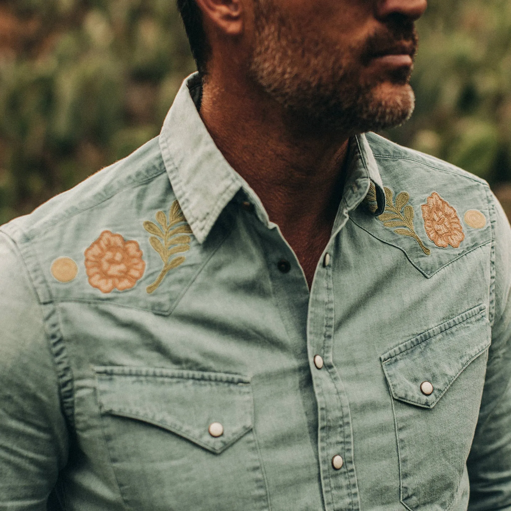 The Embroidered Western Shirt in Washed Denim sold by Taylor Stitch product image thumbnail 3