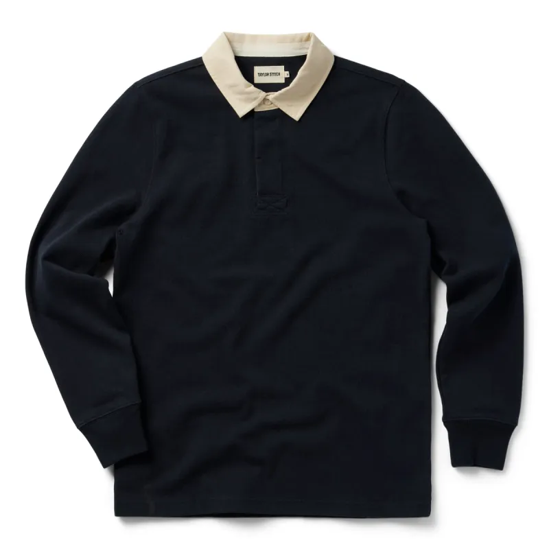 The Rugby Shirt in Dark Navy sold by Taylor Stitch